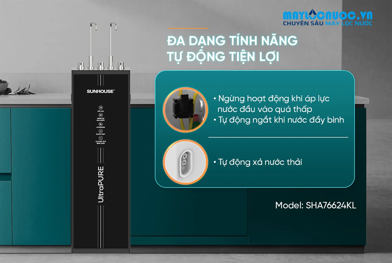 MÁY LỌC NƯỚC RO UltraPURE SUNHOUSE SHA76624KL - 11 cấp lọc